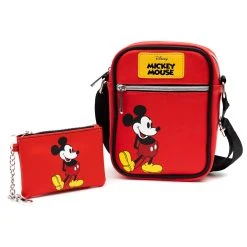 Cheapest 🎁 Buckle Down Disney Classic Mickey Mouse Deluxe Crossbody Bag & ID/Coin Keychain ✨