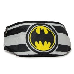 New ๐ Buckle-Down Fanny Pack - BATMAN Bat Signal Stripes Utility Belt Black Gray Yellow ๐ฏ